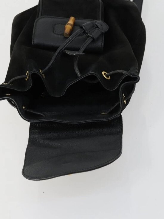 GUCCI Bamboo Backpack Leather Black Gold 003 2058 0030 Auth 156416 main image 10